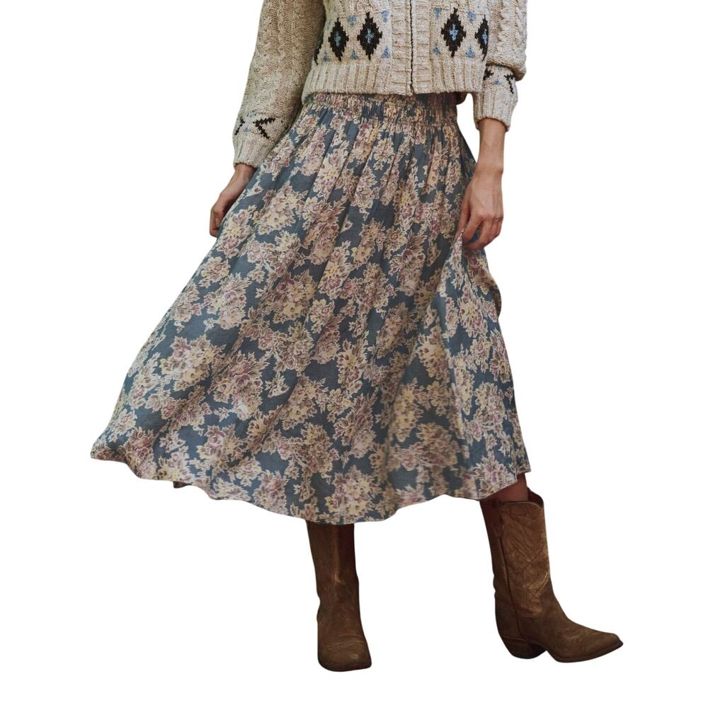 The Great. Smocked Multicolor Canary Skirt Size 3